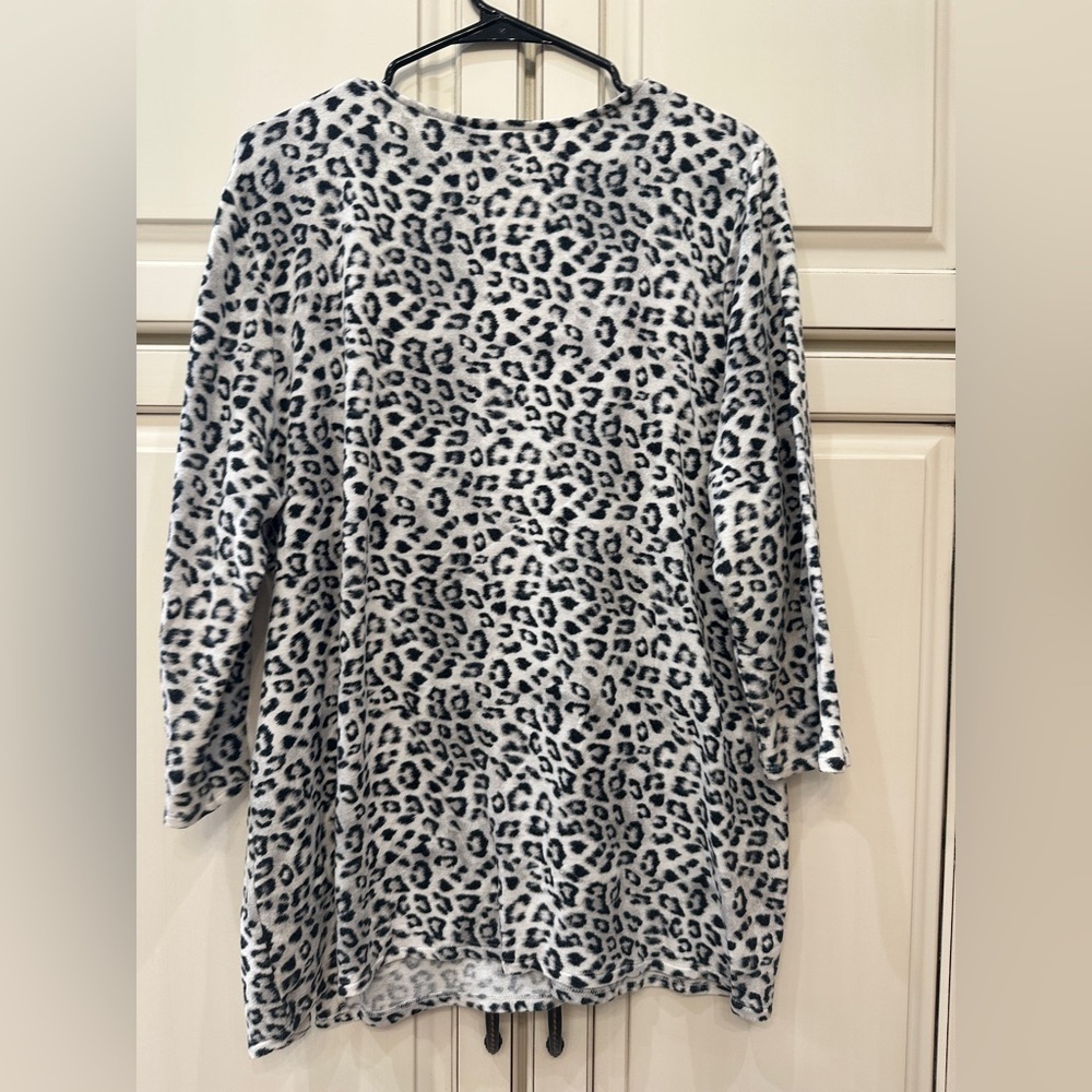 Chico's Black and White Animal Print Blouse - Picture 4 of 5